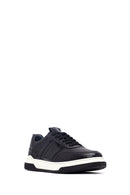 Erkek Siyah Bağcıklı Deri Sneaker | Derimod