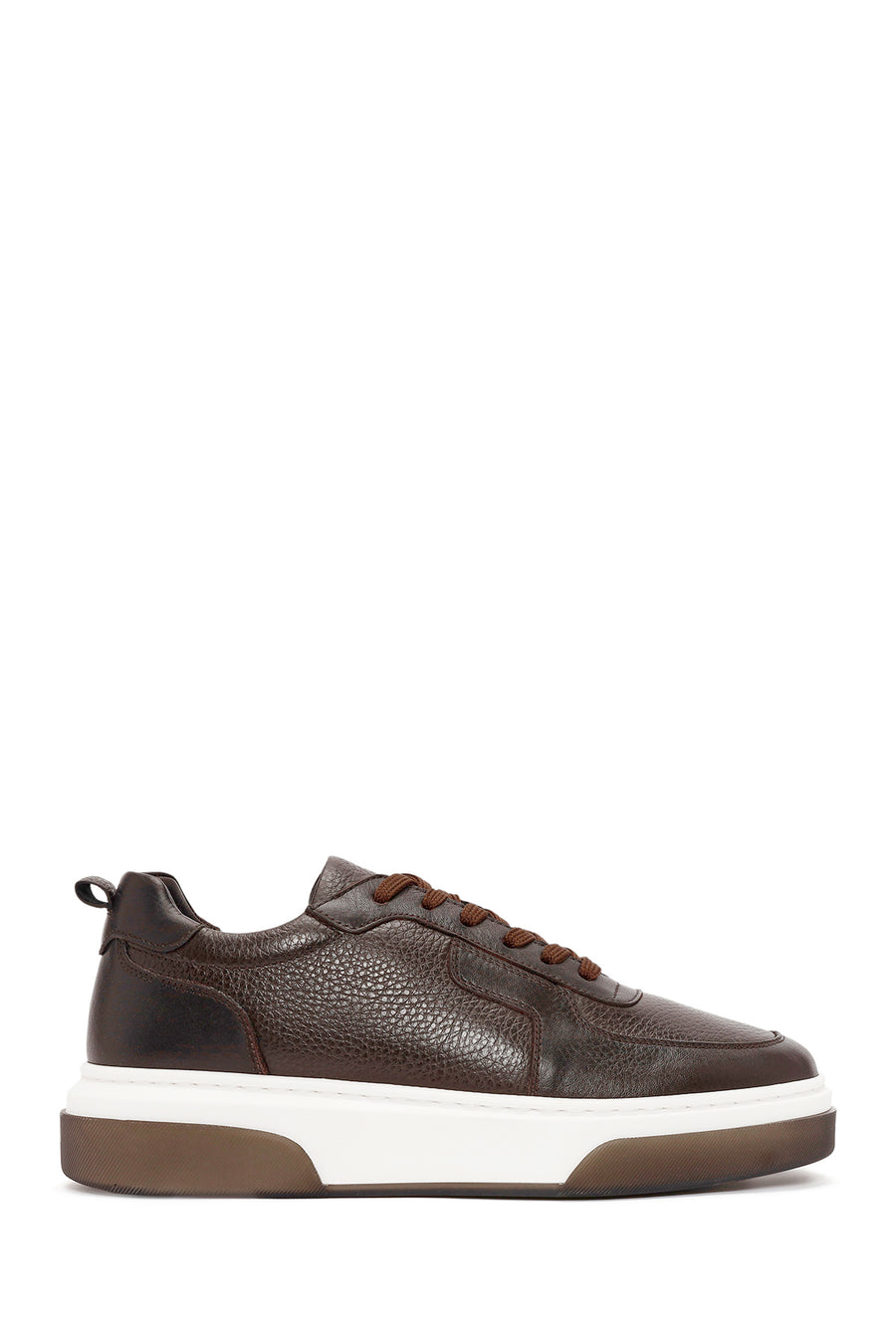 Erkek Kahverengi Bağcıklı Kalın Tabanlı Deri Sneaker 24WFD6408FT | Derimod