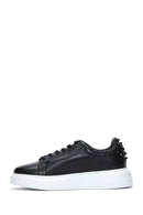 Men's Black Leather Studded Detailed Thick Soled Sneaker | Derimod