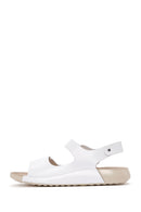 Women's White Ankle Strap Leather Comfort Sandals | Derimod