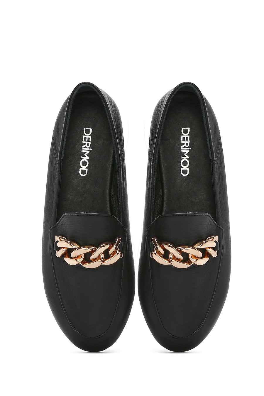 Women's Black Leather Masculine Loafer