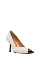 Women's Cream Thin Heeled Leather Stiletto | Derimod