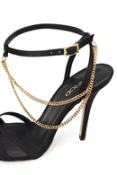 Woman Black Ankle-Strap Buckled High Thin-Heel Sandal | Derimod