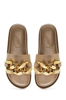 Women's Chain Metallic Slippers | Derimod