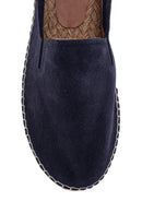 Men's Navy Blue Suede Leather Espadrille | Derimod