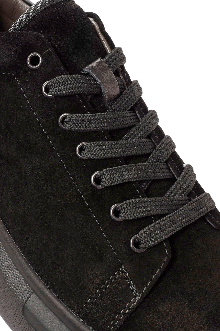 Men's Black Lace-Up Suede Leather Sneaker