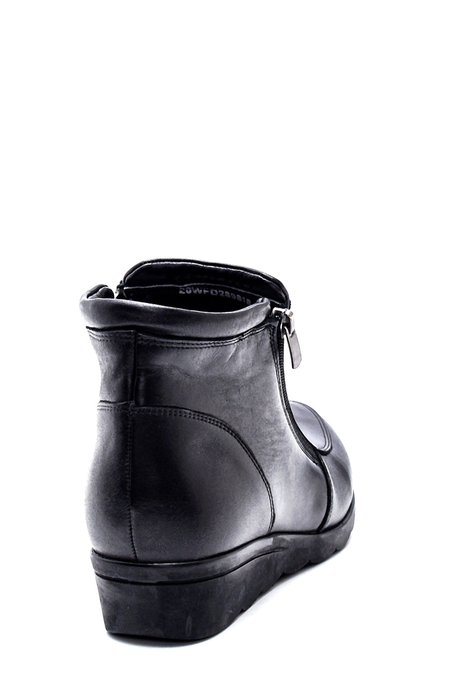 Women's Wedge Heeled Zippered Leather Boots