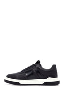 Erkek Siyah Bağcıklı Deri Sneaker | Derimod