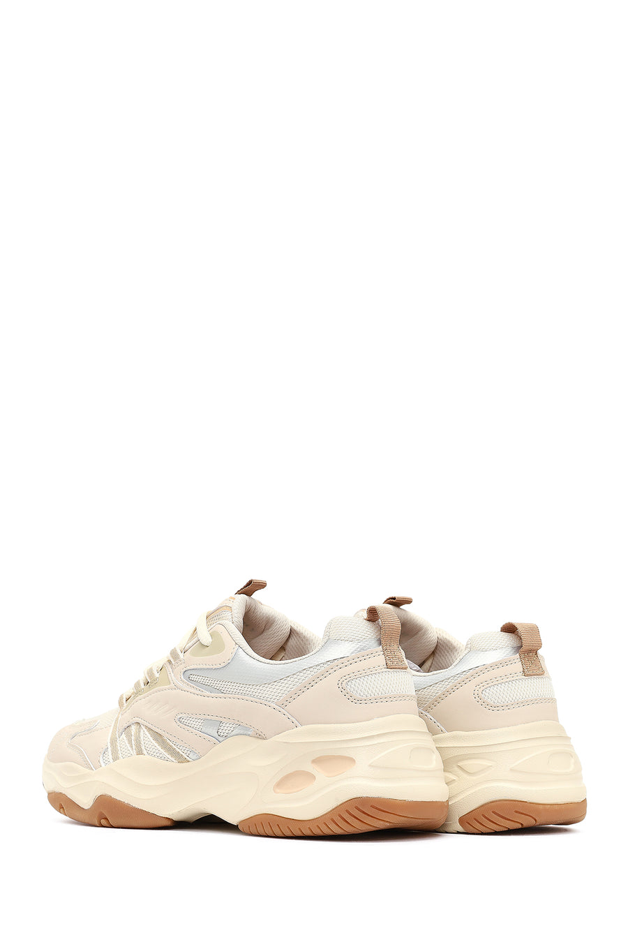 Woman Beige Lace-Up Chunky Sneaker