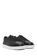 Erkek Siyah Bağcıklı Deri Sneaker | Derimod