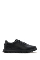 Erkek Siyah Bağcıklı Deri Casual Sneaker | Derimod