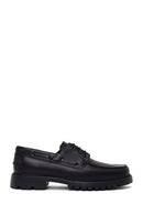 Male Black Lace-Up Thick-Soled Leather Casual Shoes | Derimod
