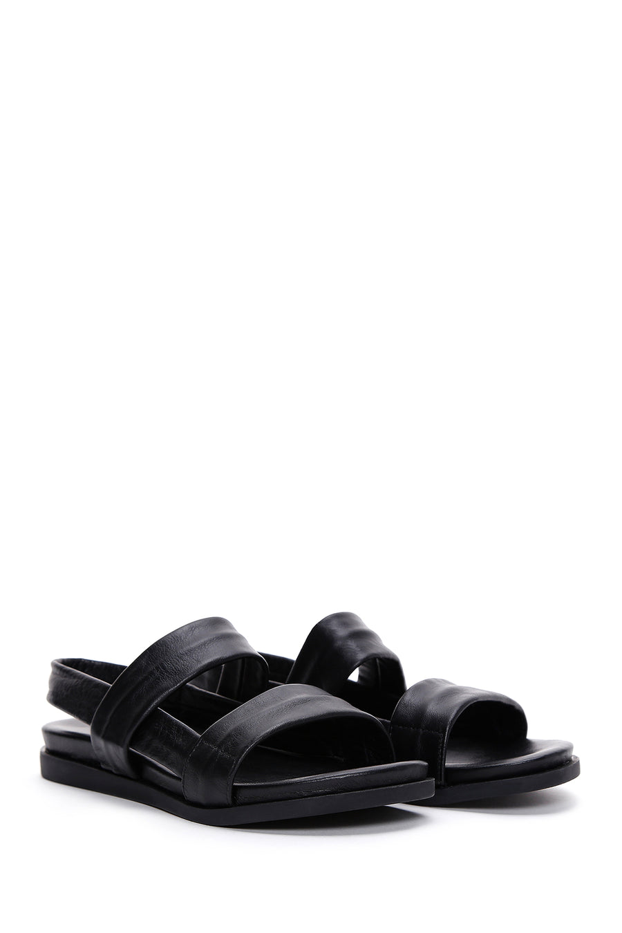 Women's Black Leather Sandals