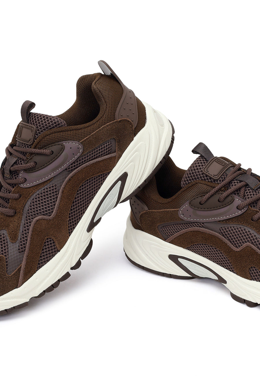Male Brown Lace-Up Thick-Soled Leather Sneaker