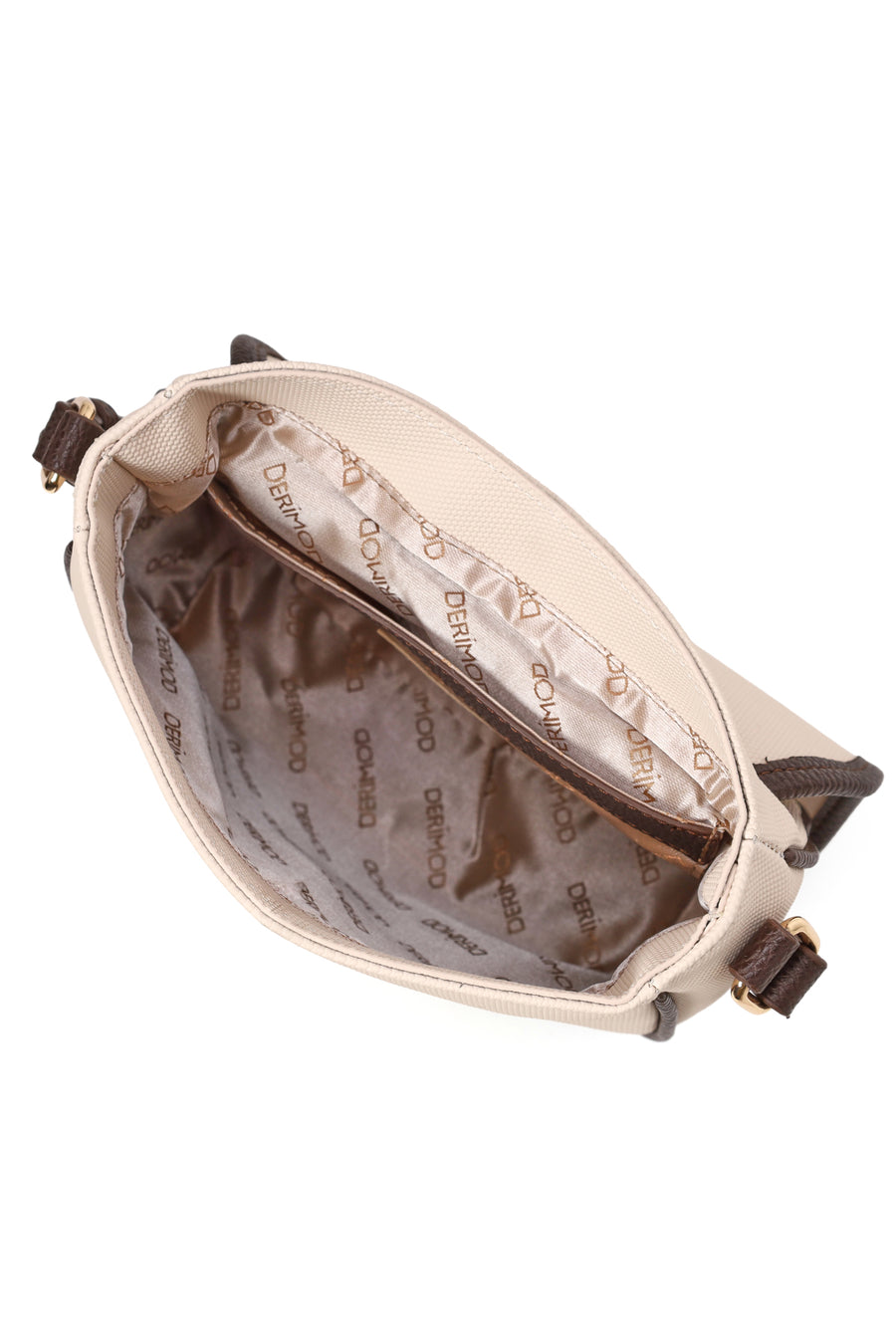 Woman Cream Long-Strap Crossbody Bag