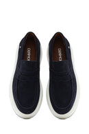 Men's Navy Blue Suede Leather Casual Loafer | Derimod