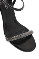 Women's Black Ankle Buckle Stone High Thin Heel Sandals | Derimod