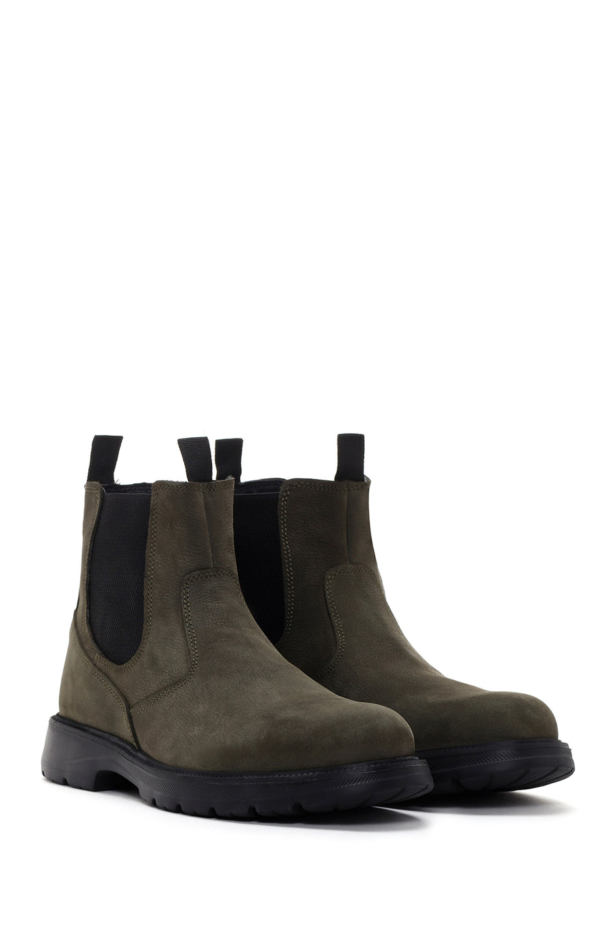 Men's Khaki Nubuck Leather Casual Chelsea Boots