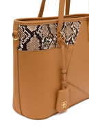 Woman Beige Long-Strap Printed Classic Shoulder Bag | Derimod