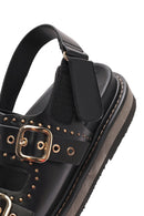 Women's Black Buckled Thick Soled Sandals | Derimod
