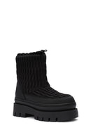 Women's Black Thick Soled Fabric Boots | Derimod