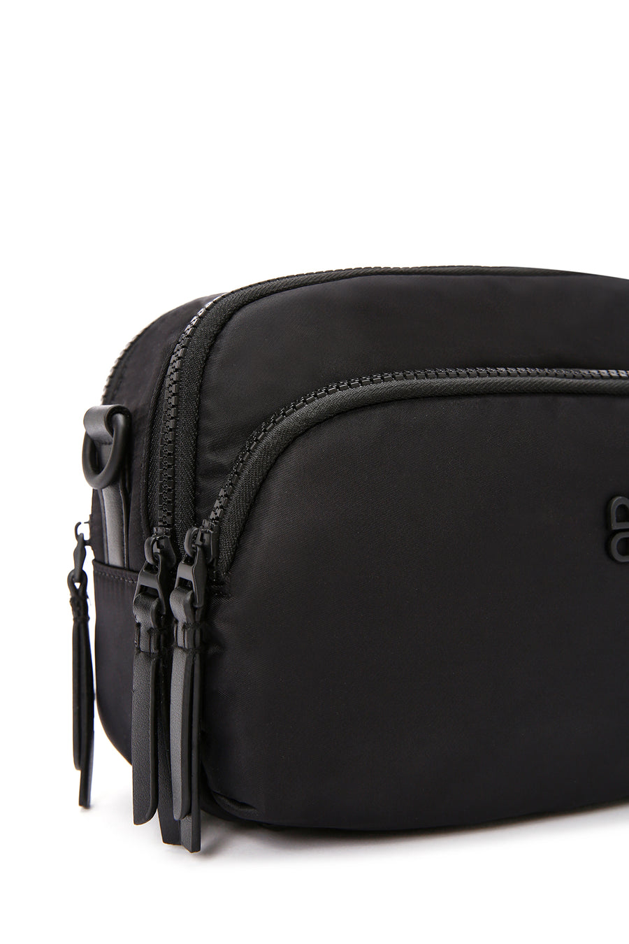Women's Black Long Strap Fabric Mini Crossbody Bag