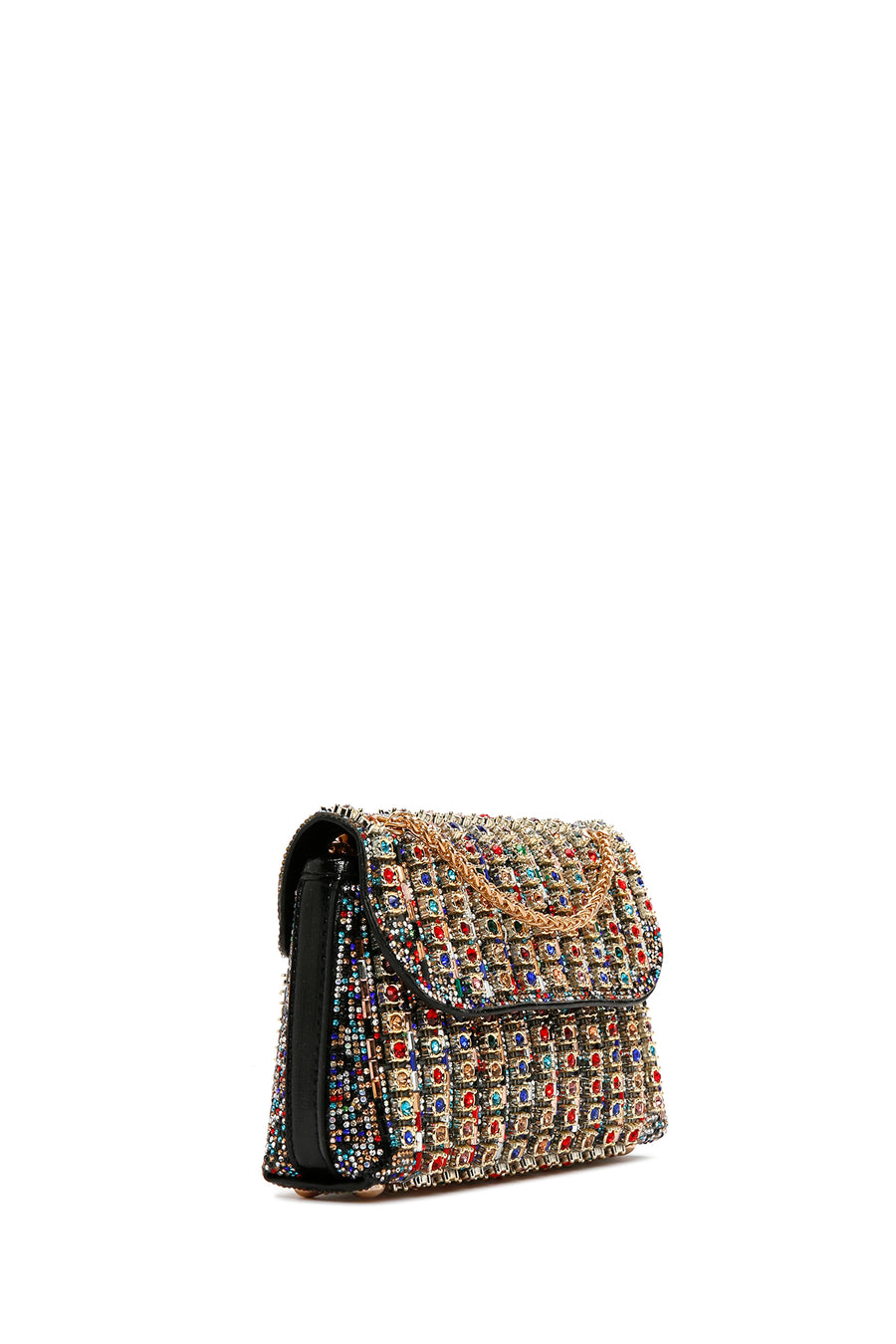 Women's Colorful Chain Strap Embellished Evening Bag