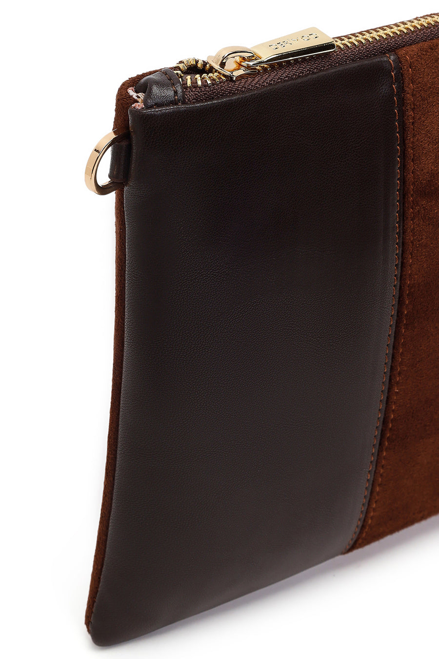 Woman Brown Chain Strap Braided Clutch Bag