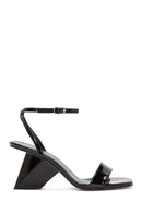 Women's Black Heeled Patent Leather Sandals | Derimod