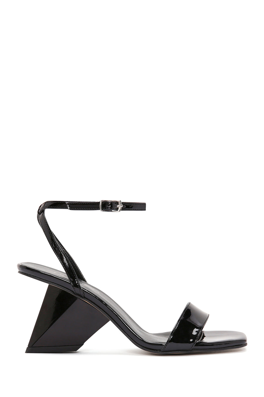 Women's Black Heeled Patent Leather Sandals 24SFE390916 | Derimod