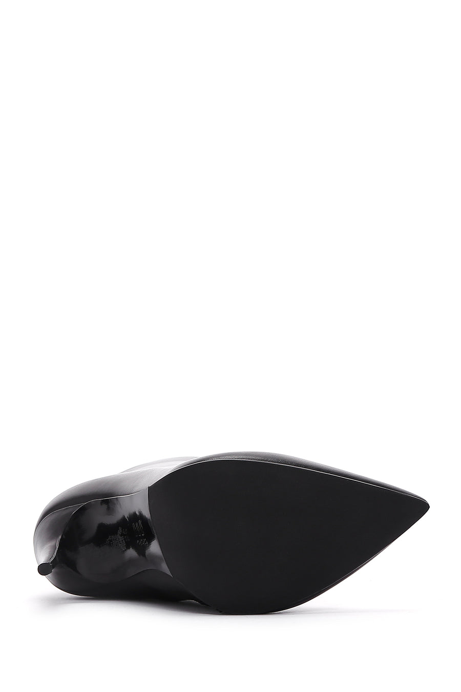 Women's Black Leather Thin Heeled Boots
