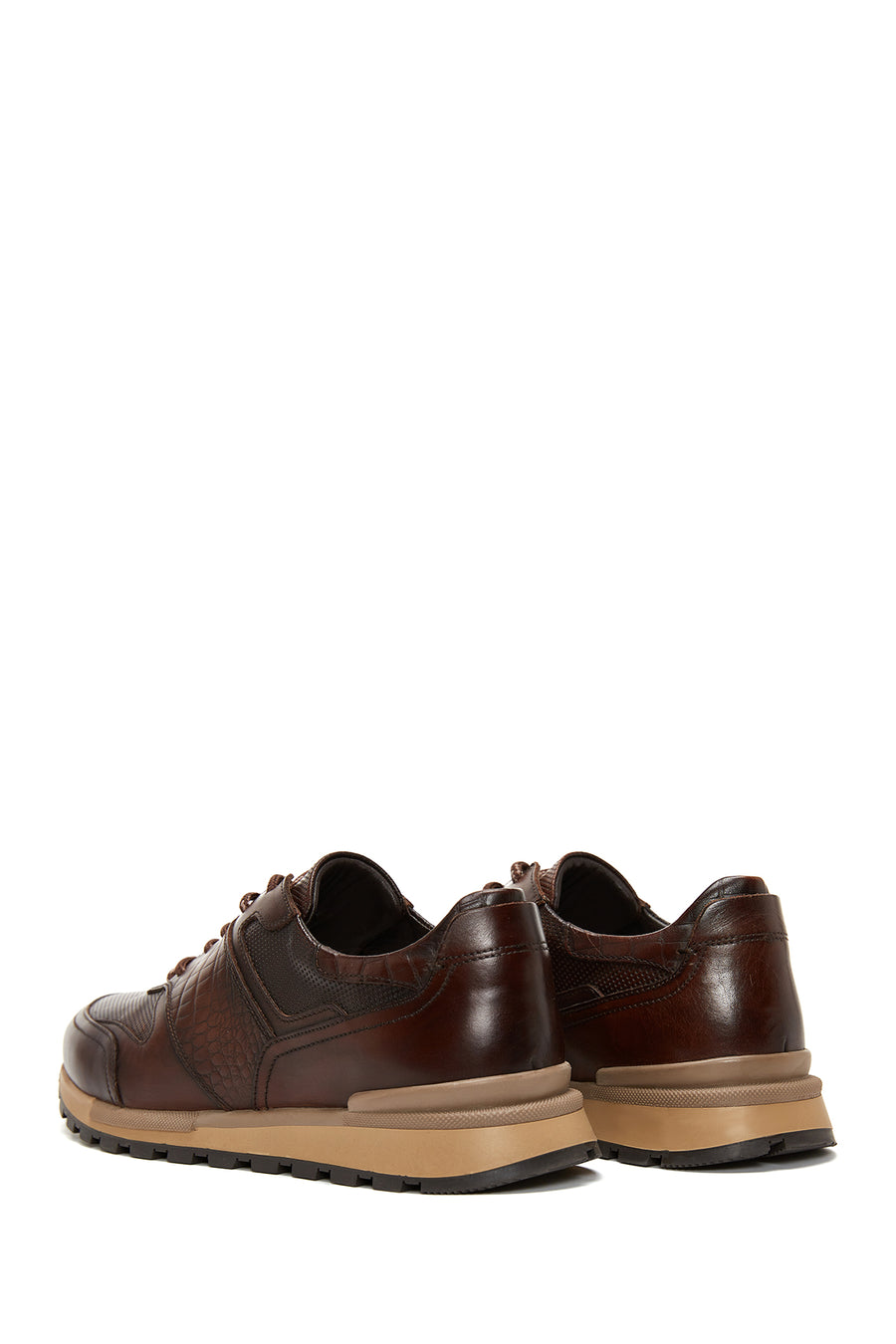 Men's Brown Lace-Up Leather Casual Sneaker