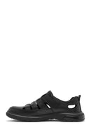 Men's Black Leather Casual Sandals | Derimod