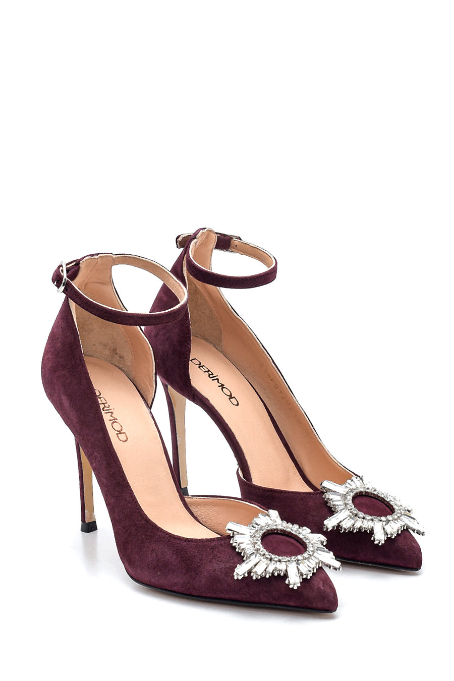 Women's Leather Suede Buckle Heeled Shoes