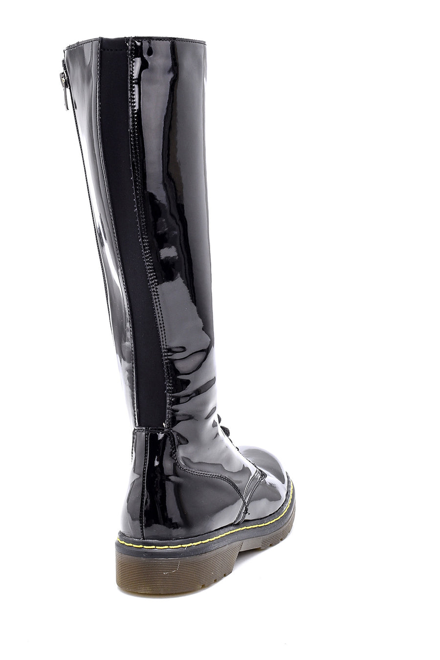 Women's Patent Leather Lace Up Boots