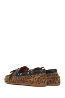 Kadın Leopar Desenli Süet Deri Loafer | Derimod