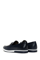 Erkek Lacivert Deri Örgü Detaylı Casual Loafer | Derimod