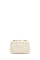 Women's Cream Long Strapped Quilted Mini Crossbody Bag | Derimod