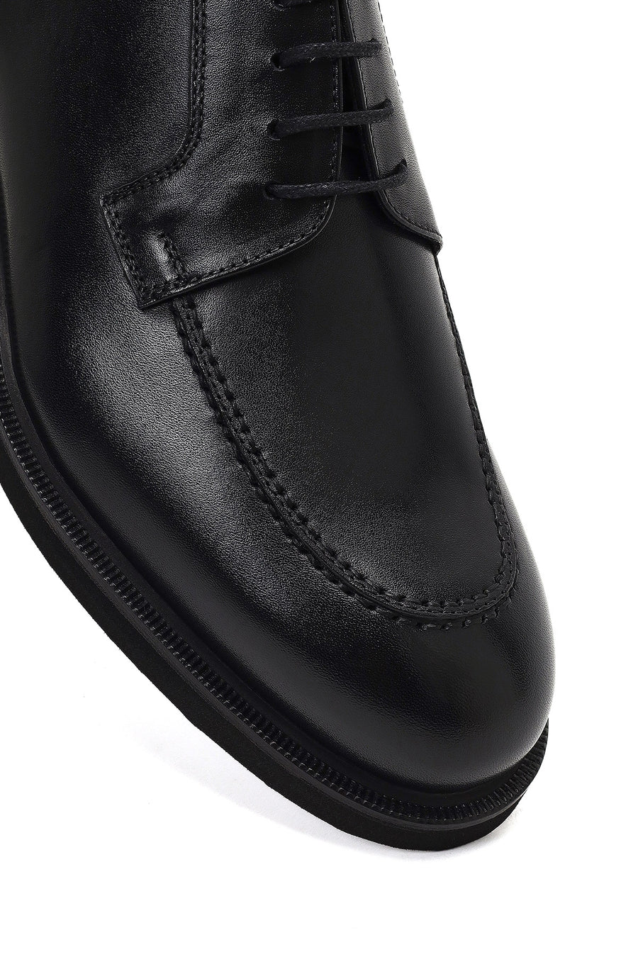 Men's Black Lace-Up Leather Casual Shoes