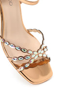 Woman Pink Ankle-Strap Buckled Embellished Chunky-Heel Sandal | Derimod