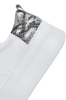 Women's White Thick Sole Lace Up Leather Sneaker | Derimod