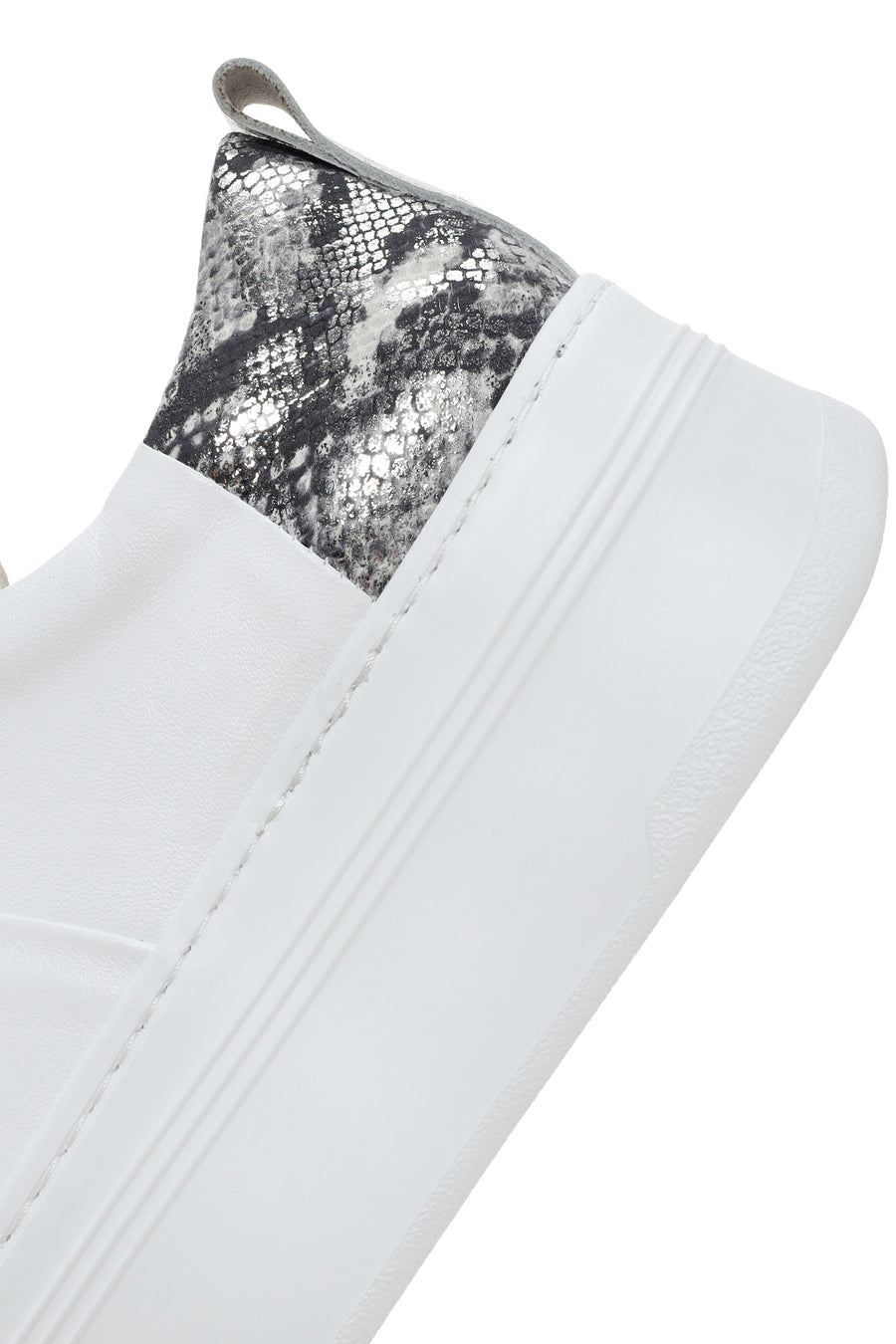 Women's White Thick Sole Lace Up Leather Sneaker