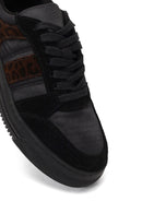 Kadın Siyah Bağcıklı Desenli Deri Sneaker | Derimod