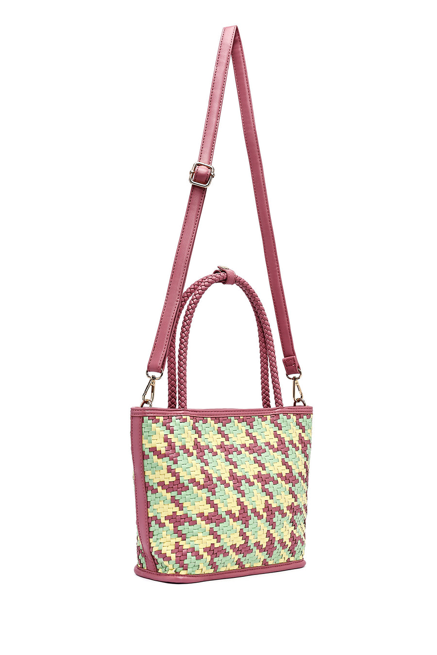 Women Pink Woven Shoulder Bag