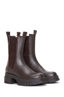 Women's Brown Leather Thick Soled Chelsea Boots | Derimod