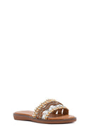 Woman Beige Stone Slippers | Derimod