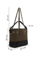 Woman Green Chain-Strap Suede Shoulder Bag | Derimod