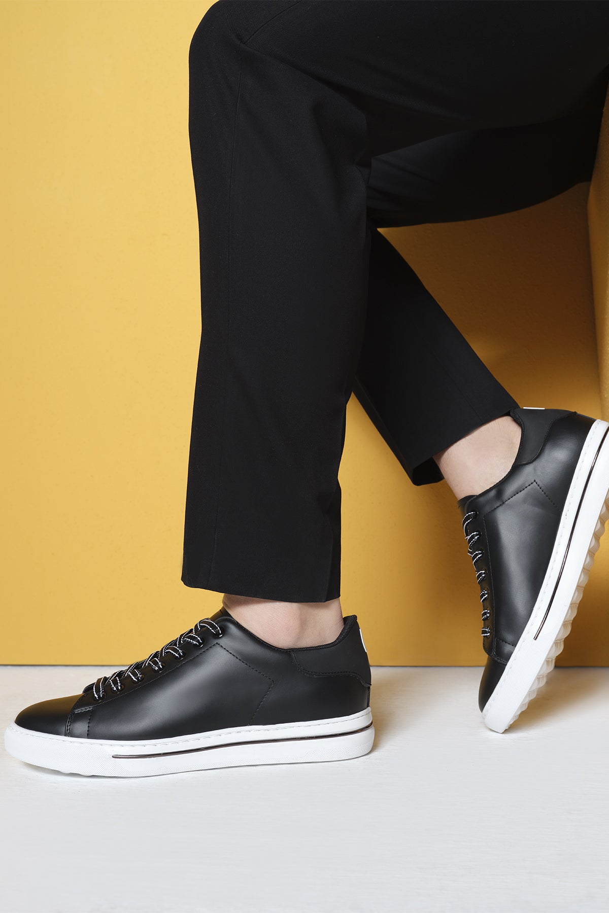 Men's Black Lace-up Leather Sneaker 25SFD650618 | Derimod