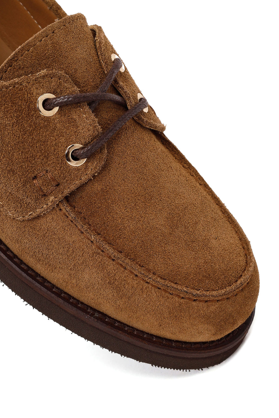 Woman Tan Lace-up Suede Casual Shoes