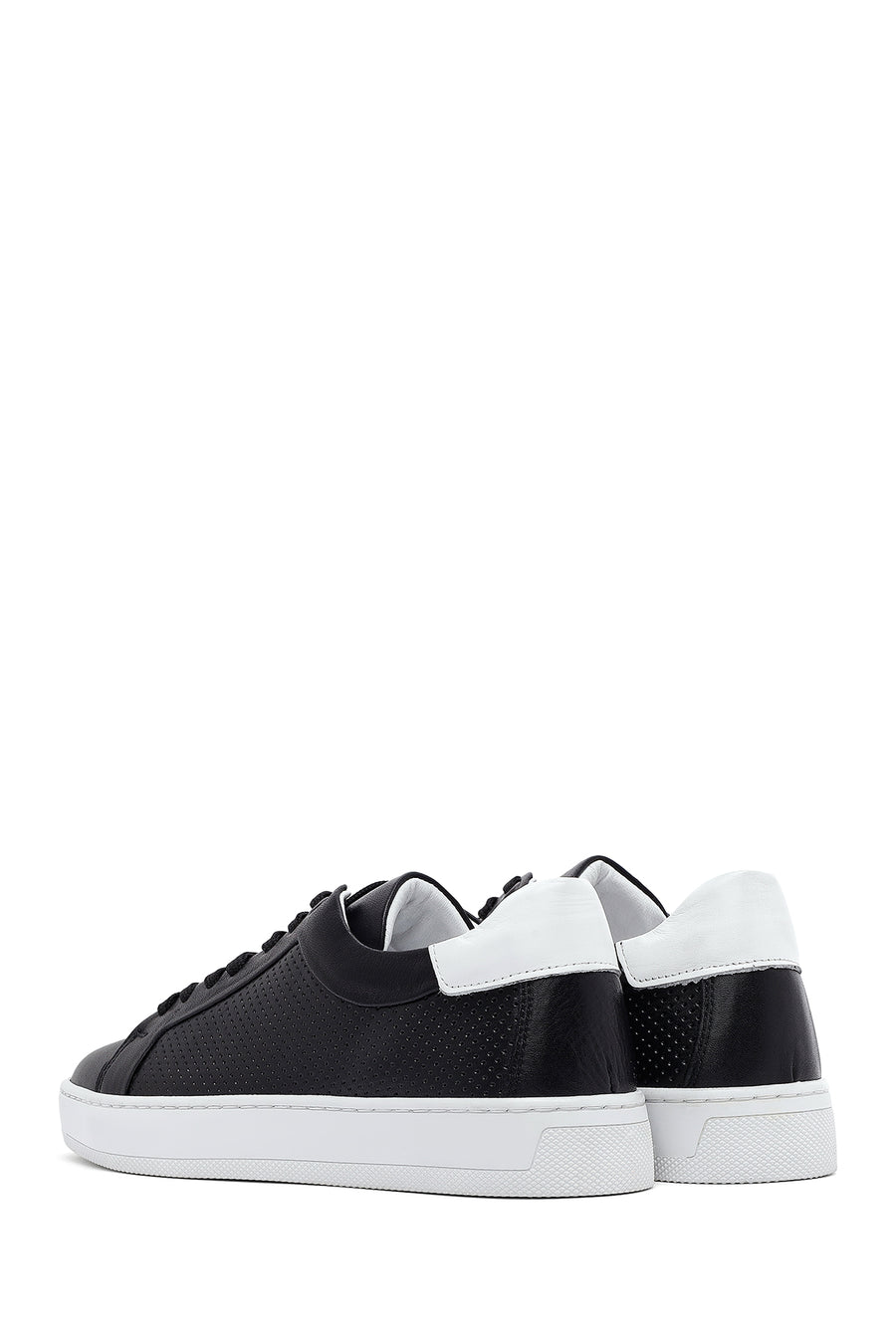 Erkek Siyah Bağcıklı Deri Sneaker